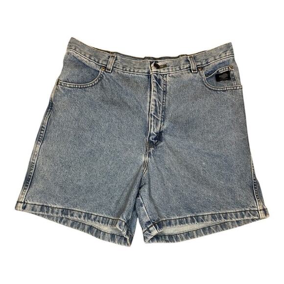 Harley Davidson‎ Women's Blue Denim Cut-Off Shorts Size 16 - Picture 1 of 5